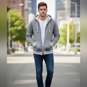 Abercrombie & Fitch Gray Zip-Up Sweater